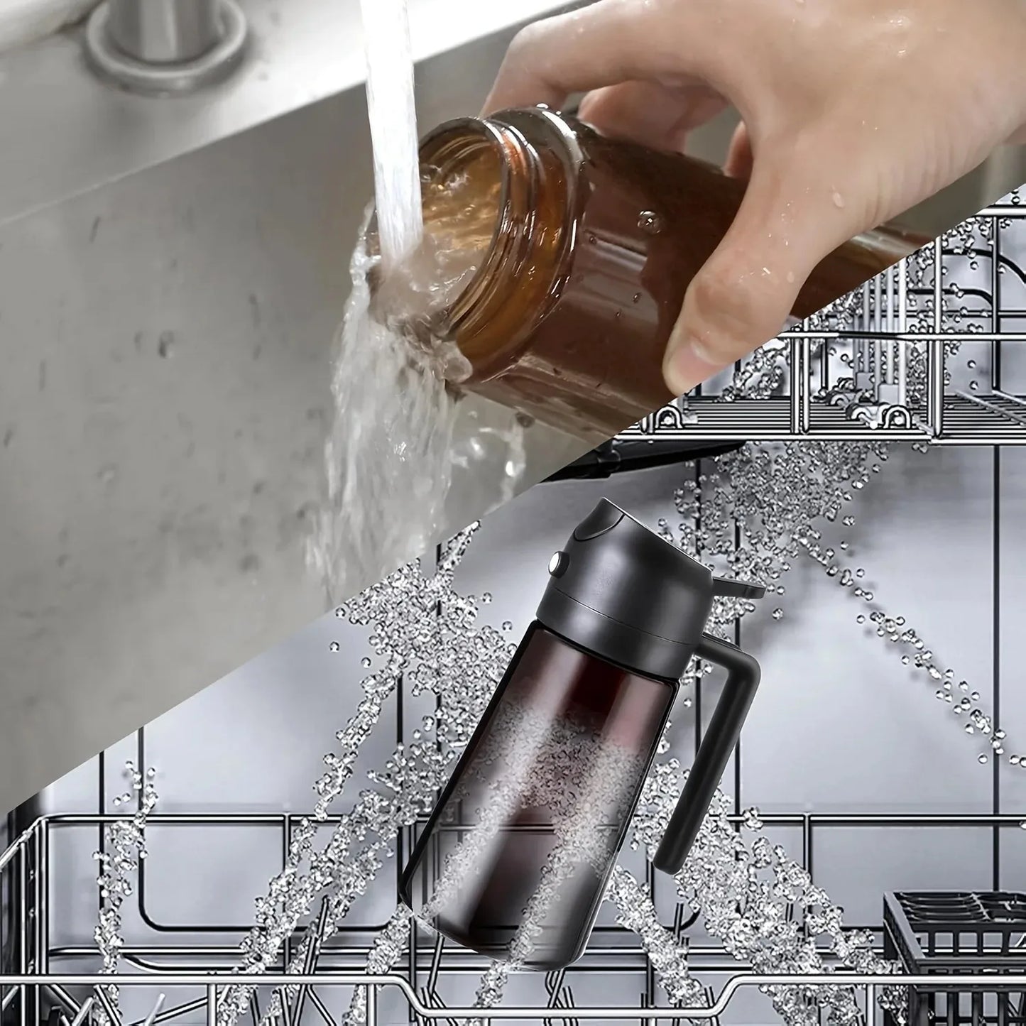 2-in-1 Oil Sprayer Bottle - Dark Glass