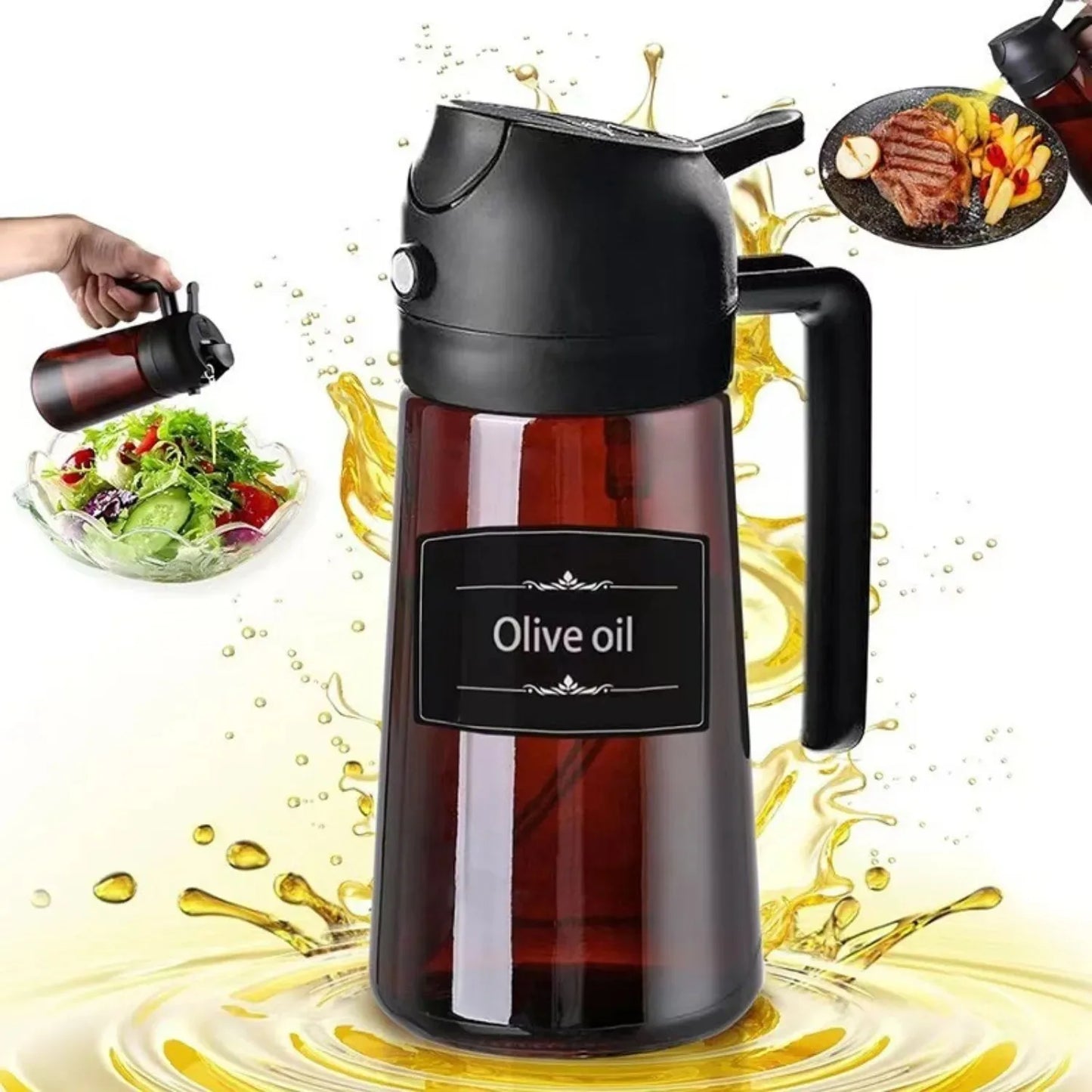 2-in-1 Oil Sprayer Bottle - Dark Glass