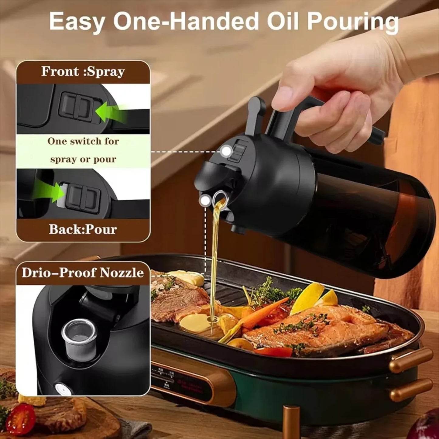 2-in-1 Oil Sprayer Bottle - Dark Glass