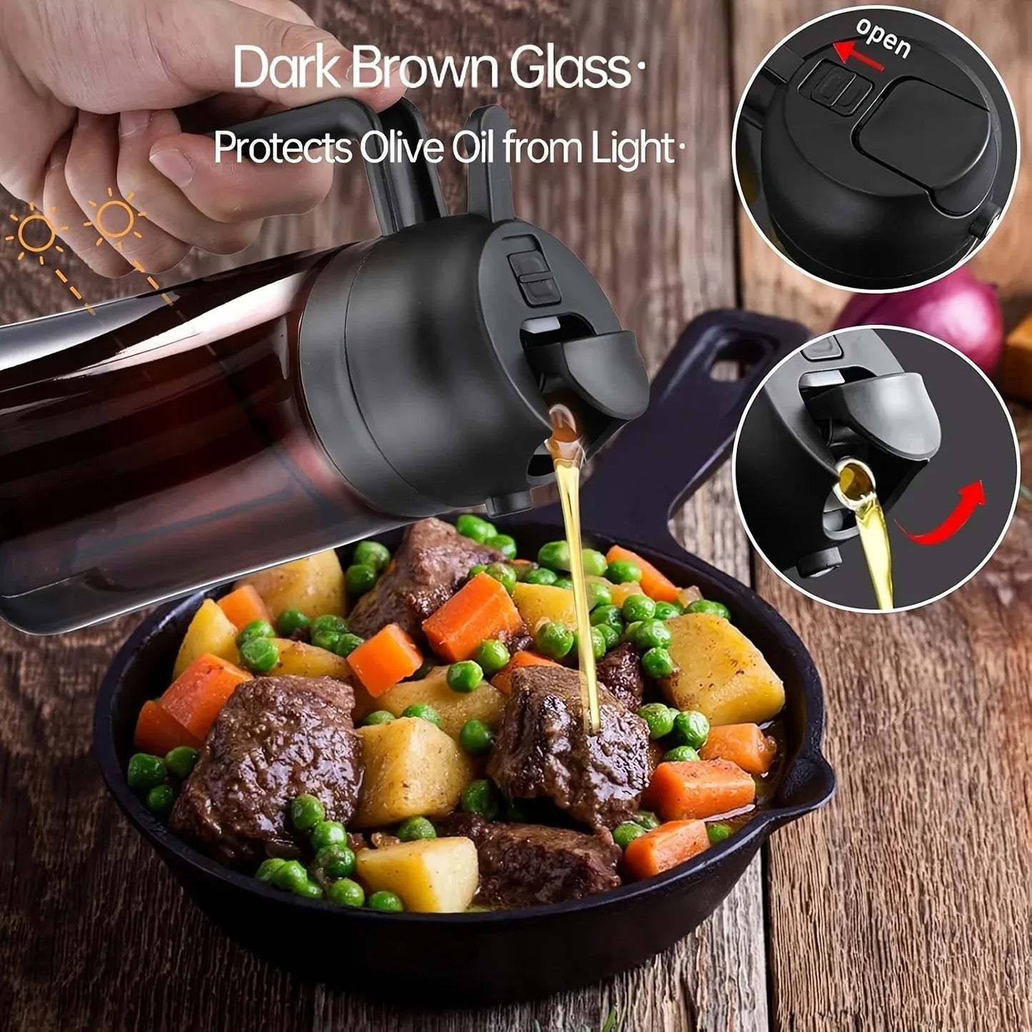 2-in-1 Oil Sprayer Bottle - Dark Glass