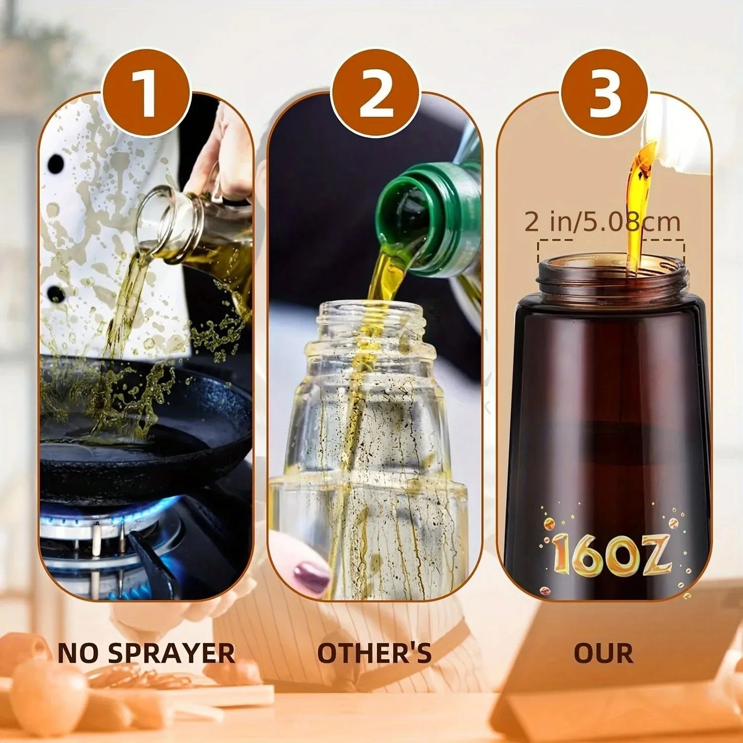 2-in-1 Oil Sprayer Bottle - Dark Glass