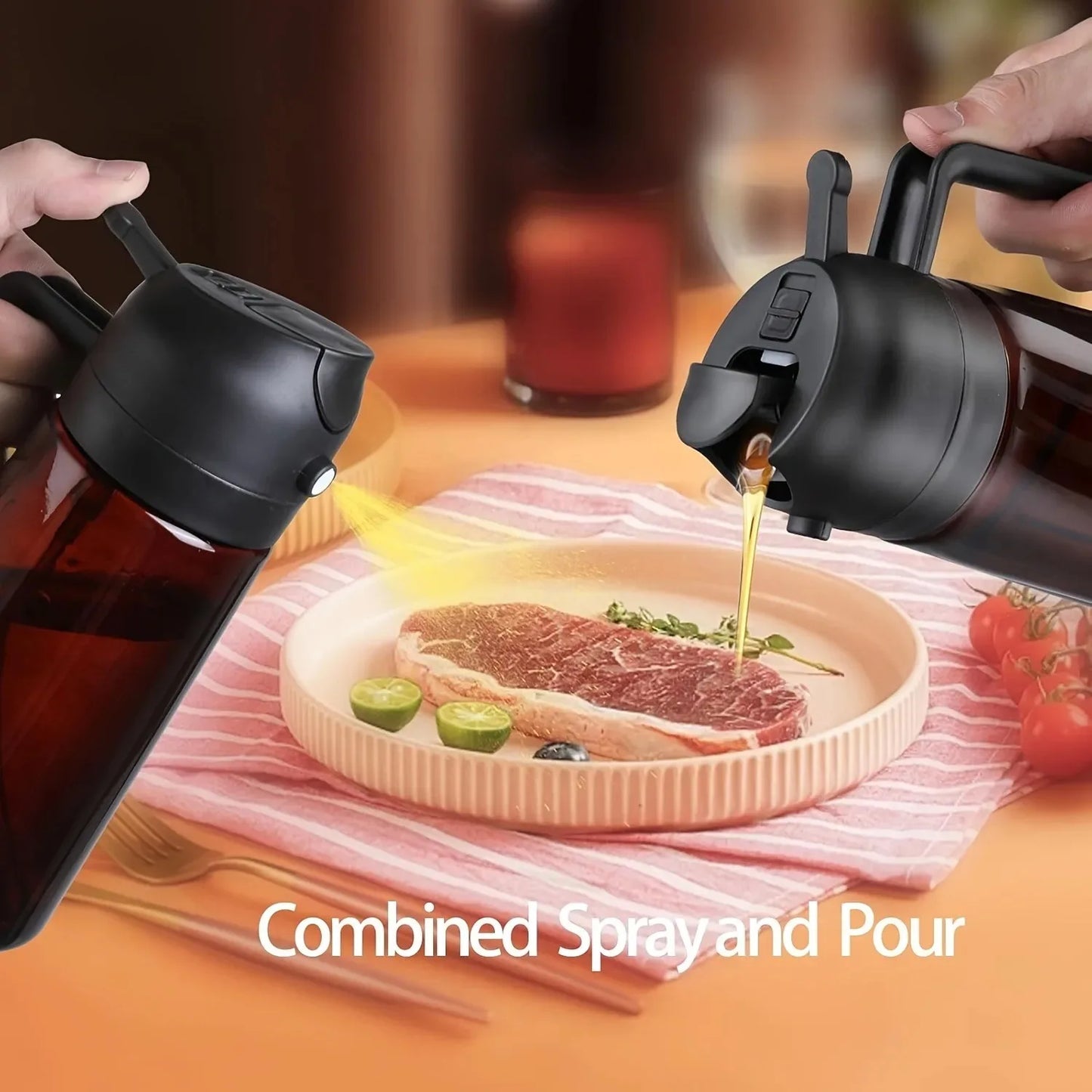 2-in-1 Oil Sprayer Bottle - Dark Glass
